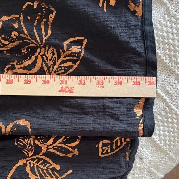 Free People Baja Babe Black Bronze Foil Halter Midi Dress Sz M - Picture 7 of 14